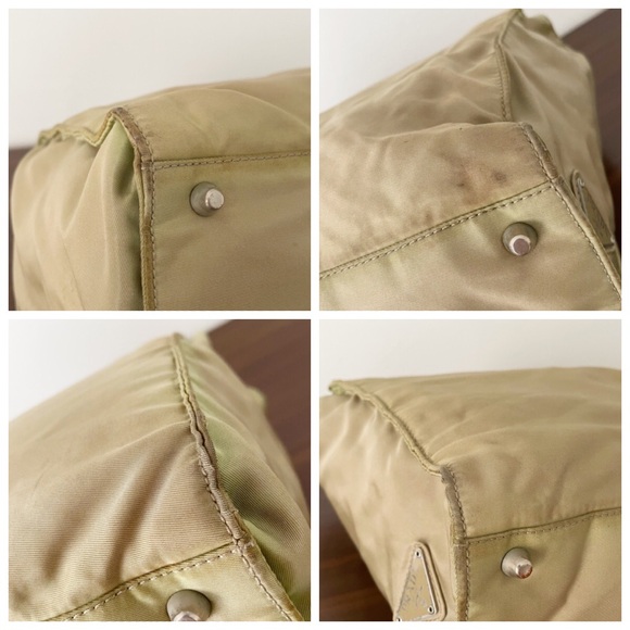 Prada tan Tessuto nylon triangle logo minimal tote bag medium size - Picture 5 of 12